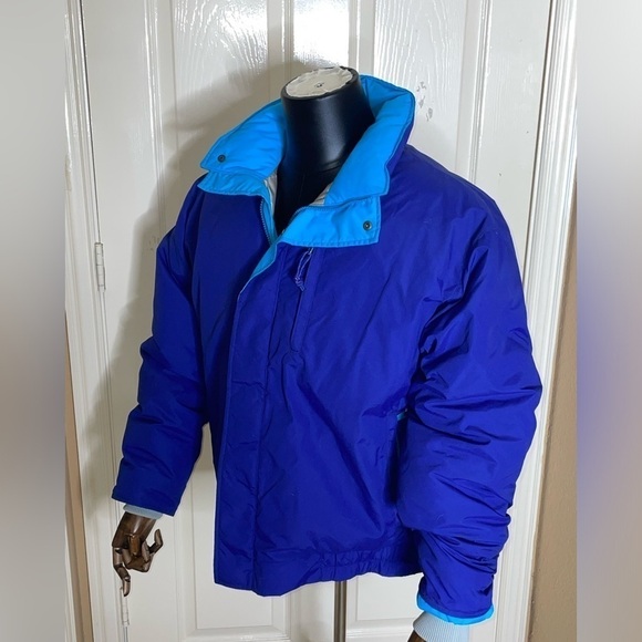 Vintage LL Bean Down Full Zip Jacket Nylon Windbreaker Coat Blue L Men USA Made  - Picture 3 of 11